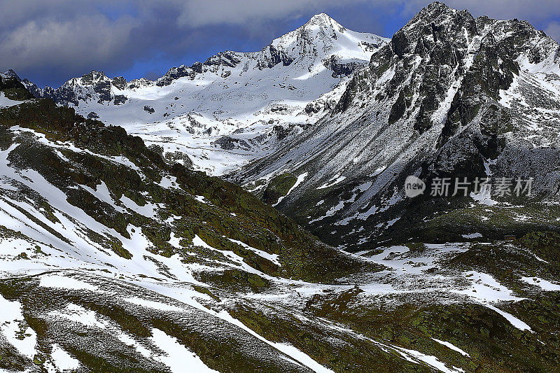 奥地利Tirol景观，Hohe Tauern雪，KAUNERTAL冰川路